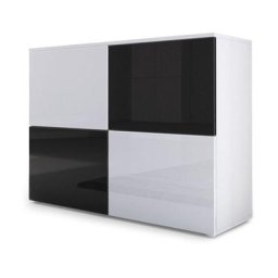 Commode Buffet Armoire Rova en Blanc mat - haute brillance & tons naturels - Blanc haute brillance