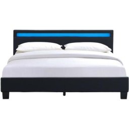 Angel - Solide et Confortable Lit 140x200 avec Sommier + Tête de Lit avec Eclairage led Couleur