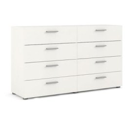Petra Commode large avec 8 tiroirs, blanc, finition frêne.