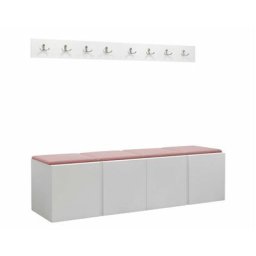 Mobilier1 - Ensemble entrée Hartford 276, Manila 09, 168x46cm, Blanc, Stratifié, Tapisserie, Mural,