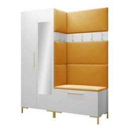Ensemble entrée Hartford F107, Manila 32, 196x158x46cm, Miroir, Blanc, Tapisserie, Stratifié, Mis,