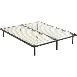 Sommier à Lattes sur Pieds-7 Pieds Inclus - Lit (160x200cm) - Noir - Dewinner