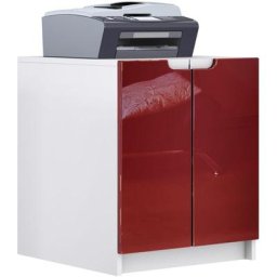 Commode d'imprimante armoire à dossiers Logan blanc mat - haute brillance - Façades en Bordeaux