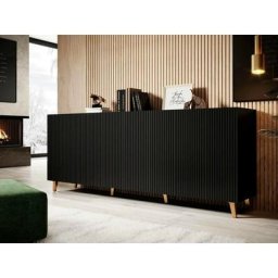 Commode de rangement Meuble universel noir 200x83x40cm palace élegant sur pieds