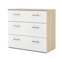 Spell Commode à 3 tiroirs, imitation chêne, blanc. - Naturelle