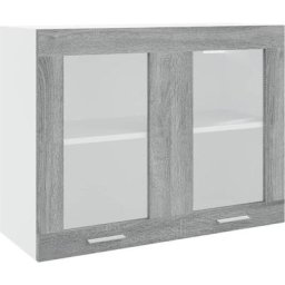Armoire vitrée suspendue Sonoma gris 80x31x60cm Bois ingénierie Vidaxl Grey sonoma