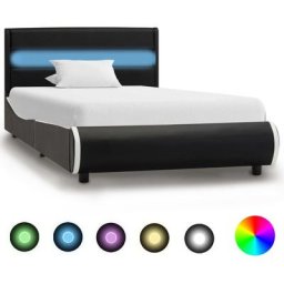 Cadre de lit avec led Noir Similicuir 90x200 cm Vidaxl Noir