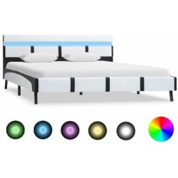 Cadre de lit avec led Blanc Similicuir 120 x 200 cm Vidaxl Blanc et noir