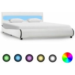 Cadre de lit avec led Blanc Similicuir 140 x 200 cm Vidaxl Blanc
