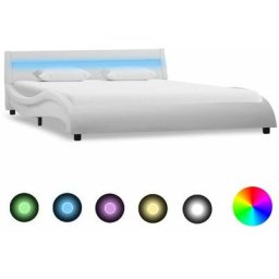 Cadre de lit avec led Blanc Similicuir 140 x 200 cm Vidaxl Blanc