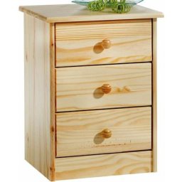 Table de chevet rondo table de nuit avec 3 tiroirs en pin massif vernis naturel - Naturel