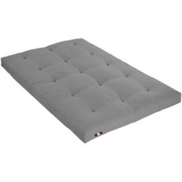 Matelas futon gris clair en coton 140x190 - Gris