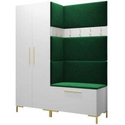 Ensemble entrée Hartford F100, Blanc, 196x158x44cm, Blanc, Tapisserie, Stratifié, Mural, Mis - Blanc
