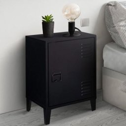 Table de chevet ester 1 porte en métal noir design industriel - Noir