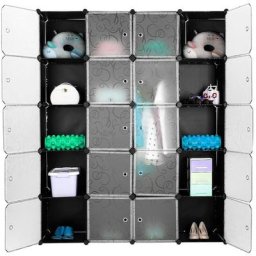 Bathrins - Armoire Penderie 20 Cubes Modulable Meuble Etagères de Rangement Motif de Fleur Bouclé