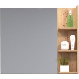 Geo Miroir de salle de bain, 3 compartiments ouverts, imitation chêne - Naturelle