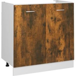Armoire de plancher d'évier Chêne fumé 80x46x81,5 cm Vidaxl Chêne fumé