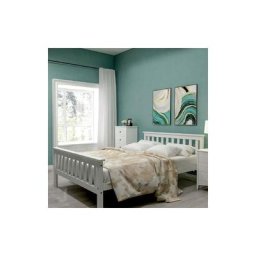 Lit double lit en bois 140 x 200cm avec sommiers à lattes, en pin pour adultes, enfants, ados,