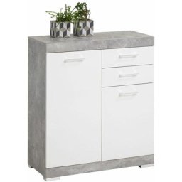 Armoire avec 2 portes et 2 tiroirs 80x34,9x89,9 cm Béton et blanc FMD blanc et béton