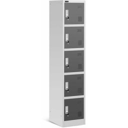 Vestiaire Métallique 5 Portes Armoire En Acier Casier Industriel 10 Clés ≤ 100kg - Gris foncé, Gris