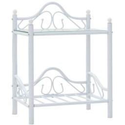 Table de chevet Acier et verre trempé 45 x 30,5 x 60 cm Blanc Vidaxl Blanc