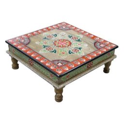 Pegane - Table d'appoint en bois de manguier et mdf multicolore - longueur 40 x profondeur 40 x