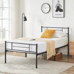 Cadre de Lit 90 x 190 avec Sommier - Lit 90x190 avec Pieds - Support de Lattes - en Acier