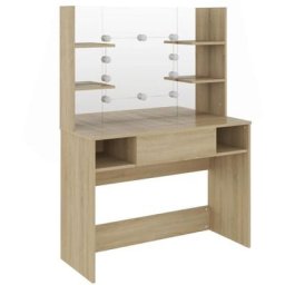 Table de maquillage avec éclairage led 100x40x135 cm mdf Chêne Vidaxl Marron