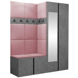 Ensemble entrée Hartford 278, Manila 09, 186x158x46cm, Miroir, Béton, Noir, Stratifié, Tapisserie,