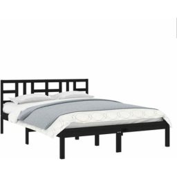 Cadre de lit Noir Bois massif 120x200 cm Vidaxl Black