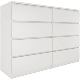 Milan Commode contemporaine chambre/salon/bureau 40x138x97 8 tiroirs coullissants Meuble de