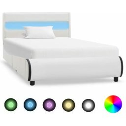 Cadre de lit avec led Blanc Similicuir 100 x 200 cm Vidaxl Blanc