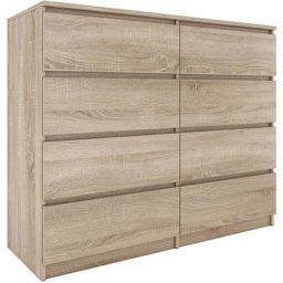 Milan - Commode contemporaine chambre/salon/bureau 40x120x97 - 8 tiroirs coullissants - Meuble de