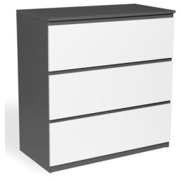 Commode 3 tiroirs tomi bois blanc et gris - Gris