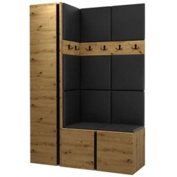 Ensemble entrée Miami 393, Chêne artisanal, 186x124x44cm, Chêne artisanal, Faux cuir, Stratifié,