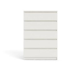 Nada Commode haute à 5 tiroirs, imitation frêne blanc. - Blanc