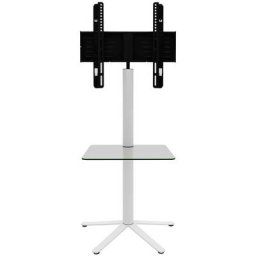 Ebuy24 - Xila Meuble tv avec 1 tablette de rangement, en verre, blanc, verre transparent. - Blanc