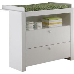 Olja Commode à langer avec 2 tiroirs et 1 tablette de rangement, blanc. - Blanc
