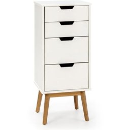 Vs Venta-stock - Chiffonnier nuit Baku 4 tiroirs blanc, 40 cm longueur - Blanc