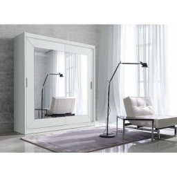 Armoire 180cm avec miroirs et portes coulissantes. Collection romeo. Coloris blanc - Blanc