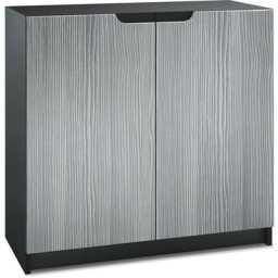 Vladon - Commode Armoire de bureau haute Rangement Logan Noir mat - haute brillance - Façades en