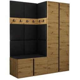 Ensemble entrée Hartford 266, Chêne artisanal, 186x158x46cm, Chêne artisanal, Faux cuir, Stratifié,