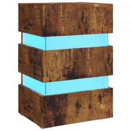 Table de chevet à led chêne fumé 45x35x67 cm bois d'ingénierie Vidaxl Chêne fumé