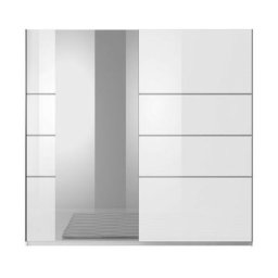 Armoire design 2 portes 200 cm avec miroir. Couleur blanc brillant. Collection eos - Blanc