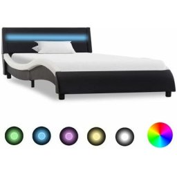 Cadre de lit avec led Noir et blanc Similicuir 120 x 200 cm Vidaxl Noir et blanc