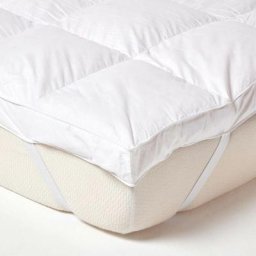 HOMESCAPES Surmatelas en plumes d’oies, 140 x 190 cm - Blanc