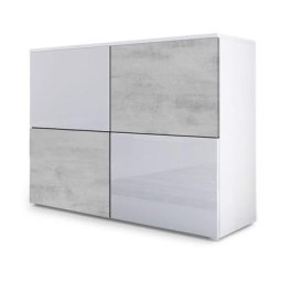 Commode Buffet Armoire Rova en Blanc mat - haute brillance & tons naturels - Blanc haute brillance