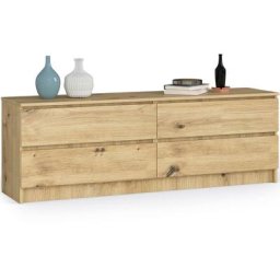 Grande Commode pour le salon Akord K160 Chêne Artisan 160 cm 4 tiroirs façade Chêne Artisan
