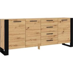 Bim1 - nuka commode commode 87x197x45cm chêne noir mat