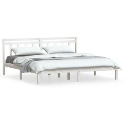 Cadre de lit Blanc Bois massif 180x200 cm Super King Vidaxl White